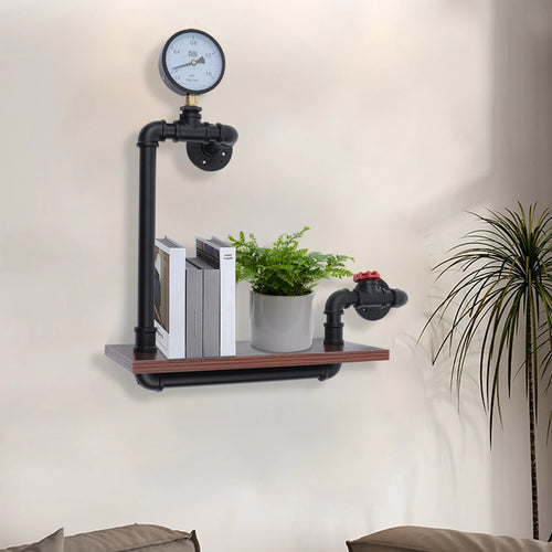 retro industrial style wooden wall shelf for books