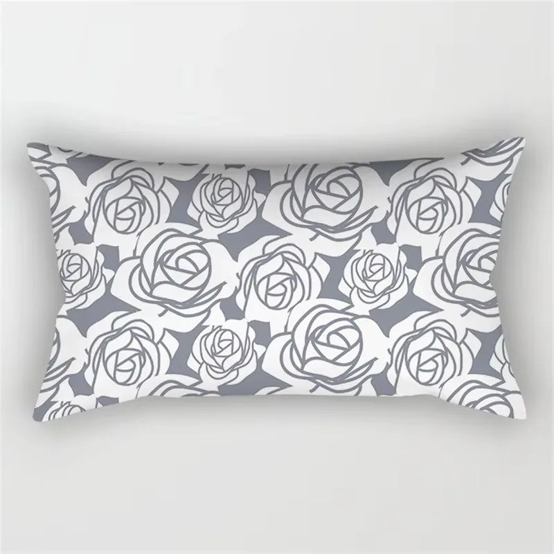 Decorative grey geometric patchwork cushion cover for interiors