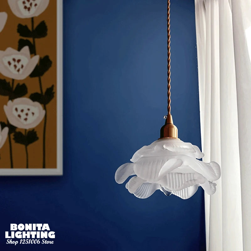 Handmade retro petal glass pendant light