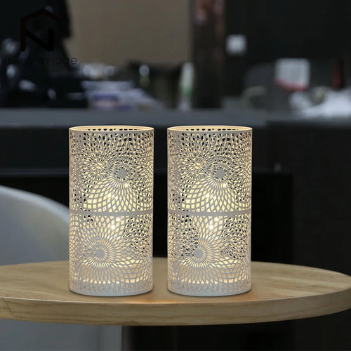 set of 2 modern cylindrical lamps for decoration and interior lighting - vue 3 sur 7
