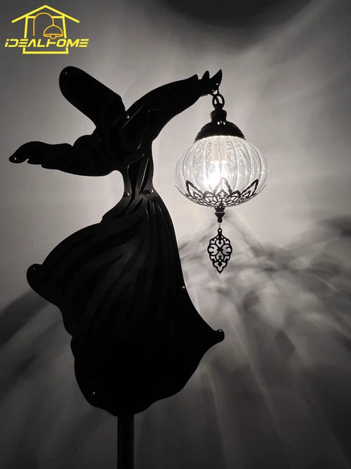 Exotic bowl floor lamp with zen monk dancer - vue 5 sur 5