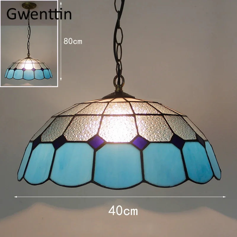 Tiffany style stained glass pendant light for interior decor - vue 25 sur 26