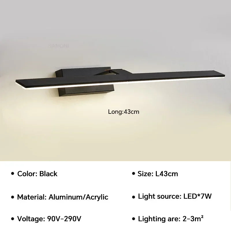 Modern waterproof LED wall light for mirror, rotatable and bright - vue 14 sur 14