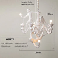 Resin LED pendant ceiling light with climbing monkey, creative animal nordic design