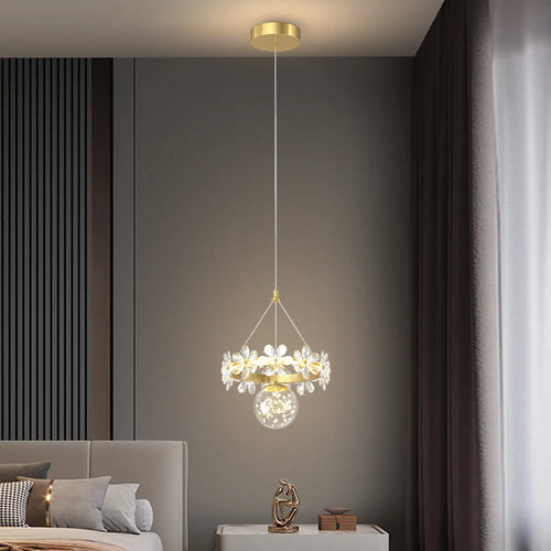 Luxury minimalist single head crystal chandelier - vue 5 sur 12