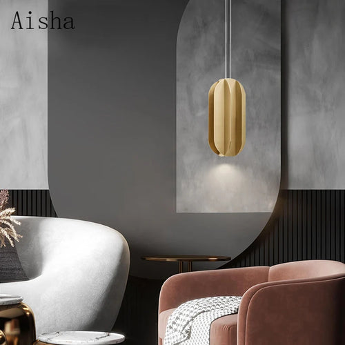 Modern copper pendant light for decorative indoor lighting - vue 3 sur 9