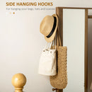 HOMCOM 2 in 1 bamboo stand rack with 2 shelves 5 hooks 39,5x39,5x171 cm