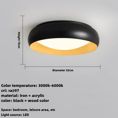 Minimalist Japanese retro circular anti-glare lamp with soft lighting - vue 11 sur 12