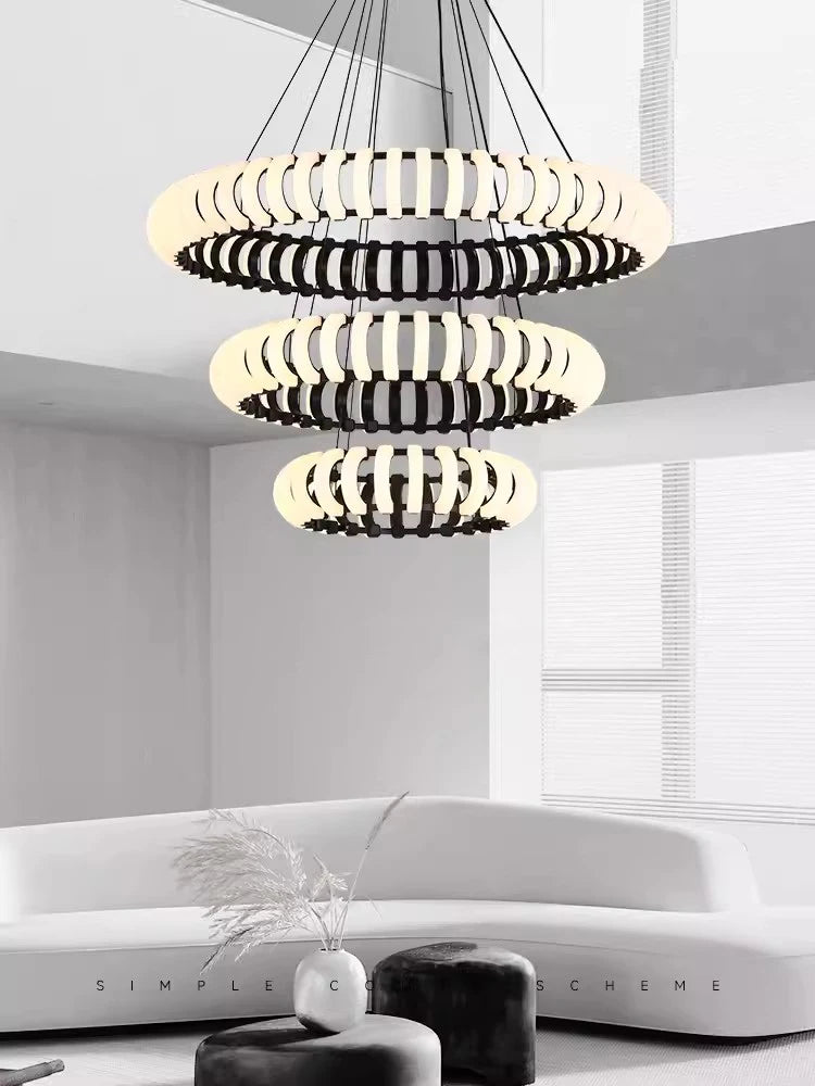 Modern round nordic LED designer pendant lamp for atmospheric decor - vue 3 sur 9