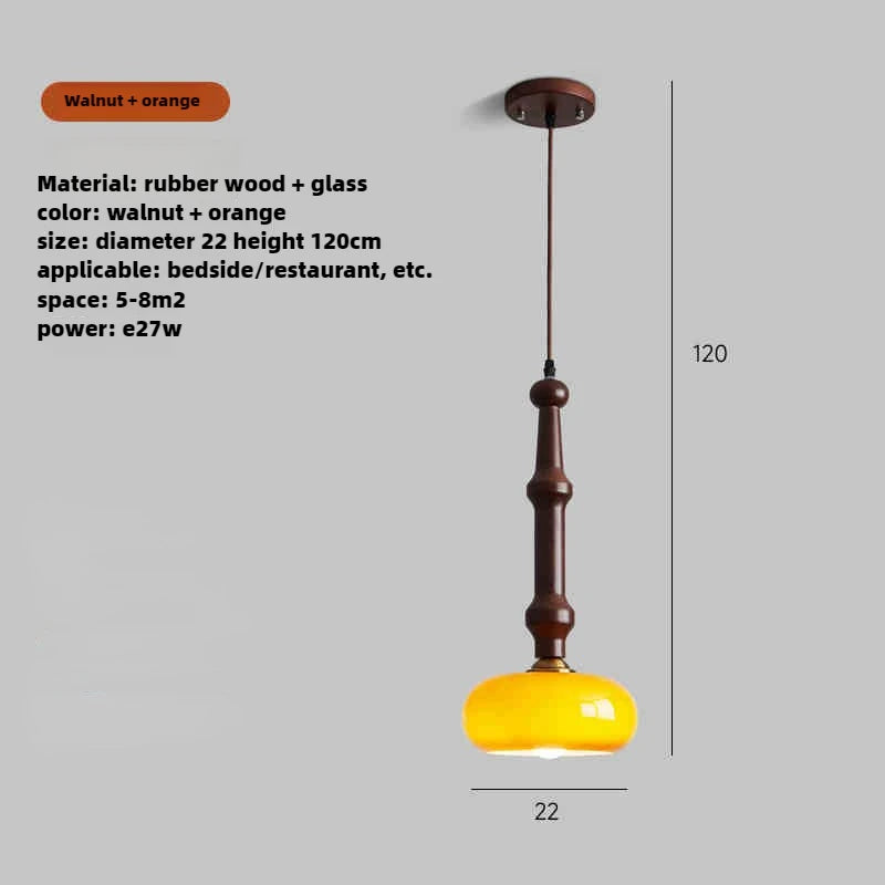 Rubber wood and glass pendant light for modern interiors - vue 9 sur 10