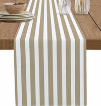 Sage green striped linen table runner farmhouse style