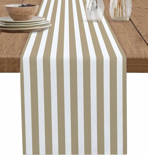 Sage green striped linen table runner farmhouse style