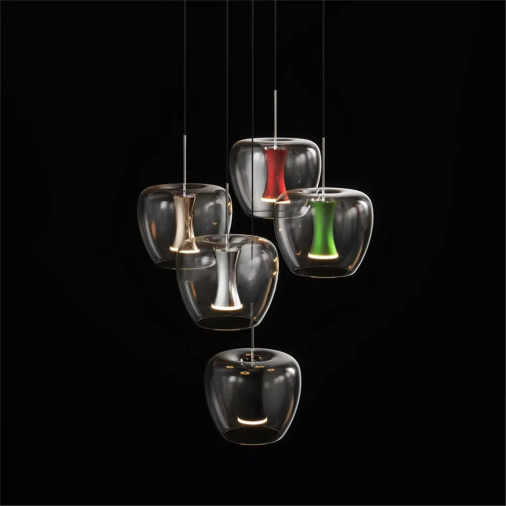 Modern clear glass LED pendant light for contemporary interior decor - vue 5 sur 10
