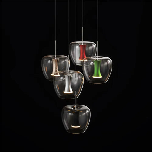 Modern clear glass LED pendant light for contemporary interior decor - vue 6 sur 10