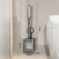 Suction cup glacier pattern toilet brush with long handle and wall mount