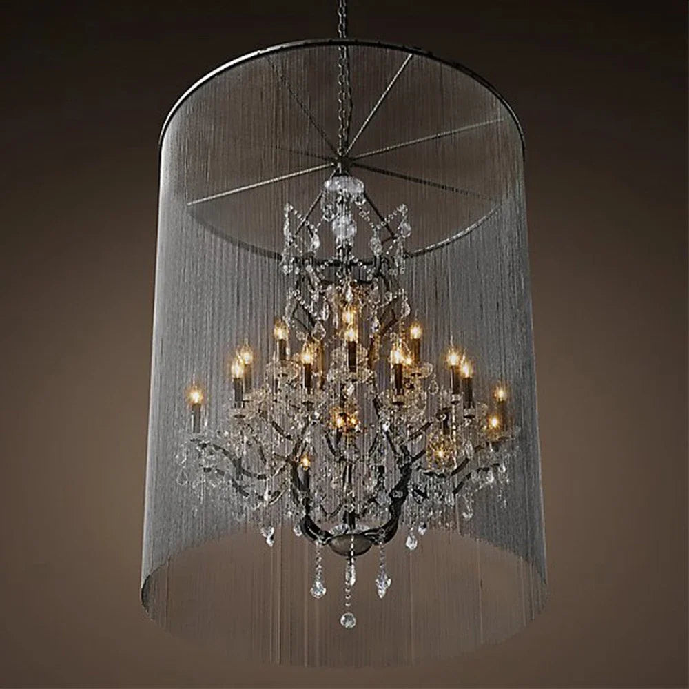Traditional LED chandelier with smoked crystals