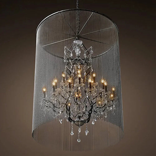 Traditional LED chandelier with smoked crystals - vue 2 sur 5
