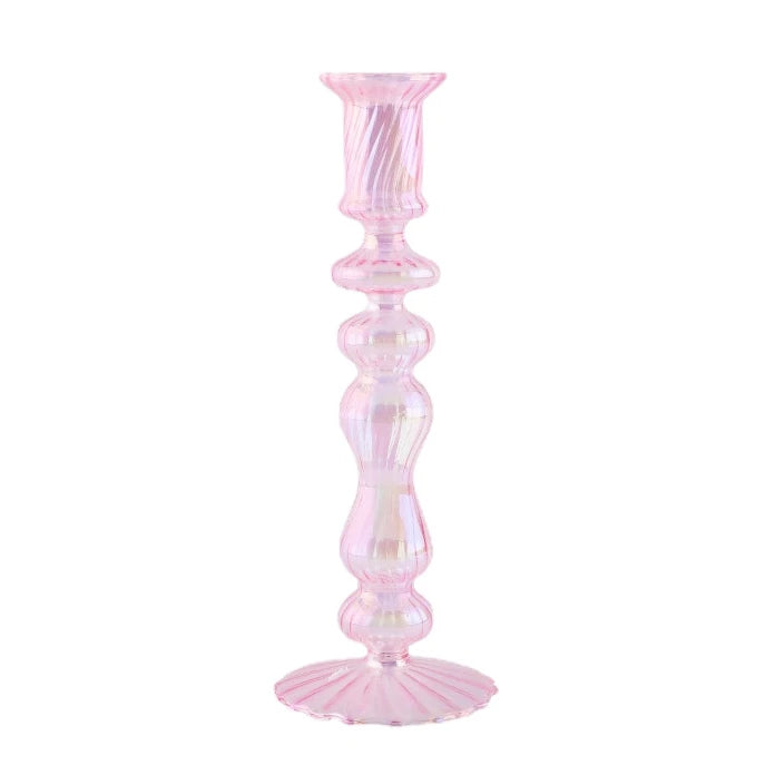 Retro glass taper candle holders for elegant decor - vue 30 sur 32