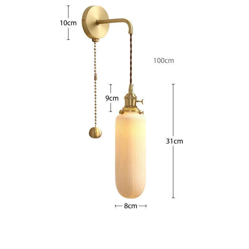 Modern gold ceramic wall light with adjustable cord and LED - vue 19 sur 23