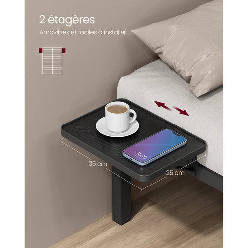 VASAGLE Double Bed Frame, Metal Bed Frame, with Bedside Shelves, Guest Bed Frame, for 190 x 140 cm Mattresses, Easy Assembly - vue 3 sur 7