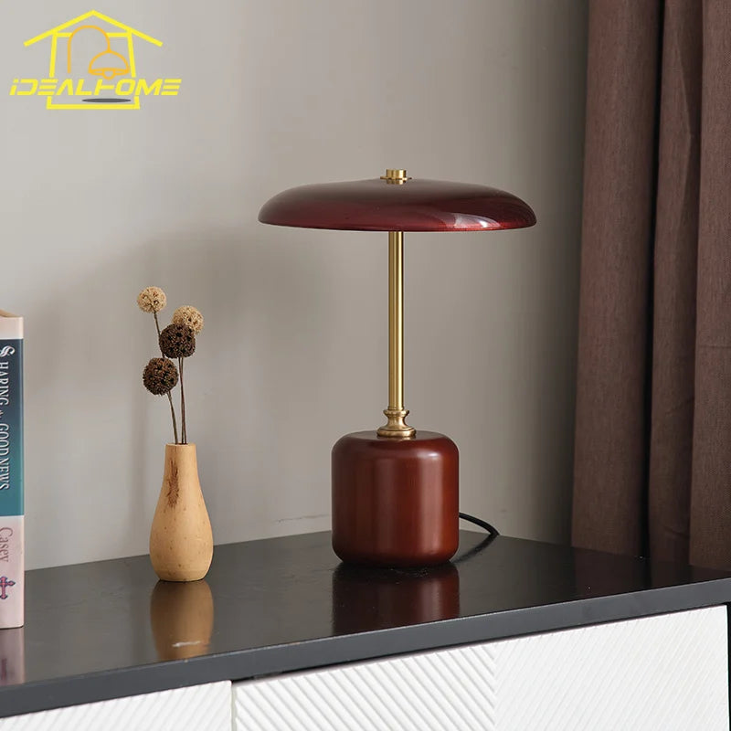 American retro brass and glass desk lamp