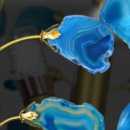Natural agate LED chandelier ideal for romantic décor - vue 3 sur 15