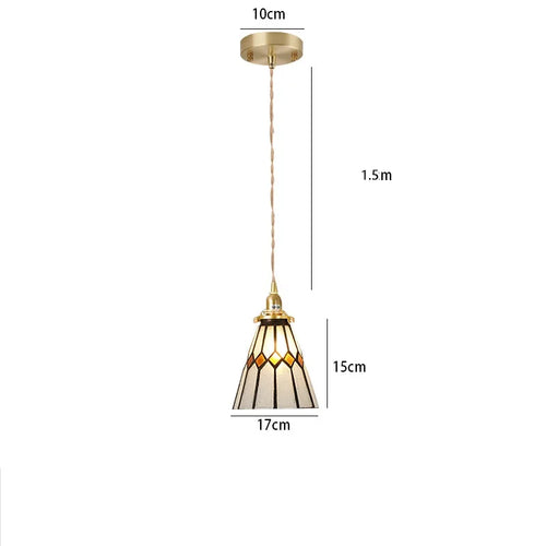 Nordic style stained glass pendant light for industrial lighting - vue 12 sur 18