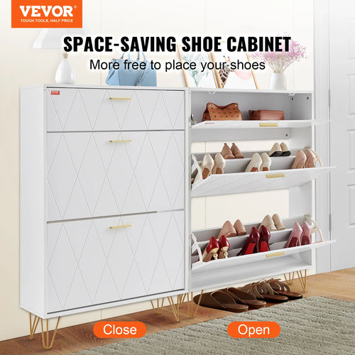 shoe cabinet with drop-down drawers for self-contained storage - vue 4 sur 10