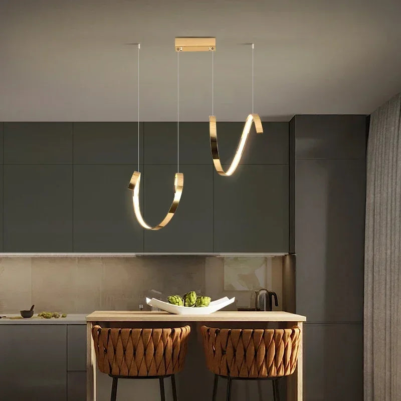 lustre led suspendu design moderne décoratif de luxe irrégulier - vue 3 sur 11
