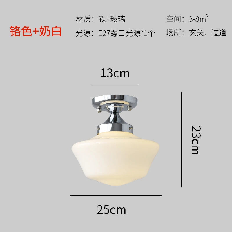 Medieval Bauhaus glass ceiling lights for porch and balcony, simple bedroom and hallway chandeliers