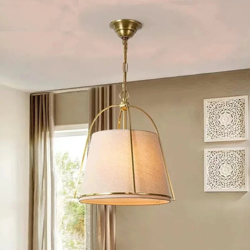 Simple American fabric and metal minimalist chandelier - vue 5 sur 6