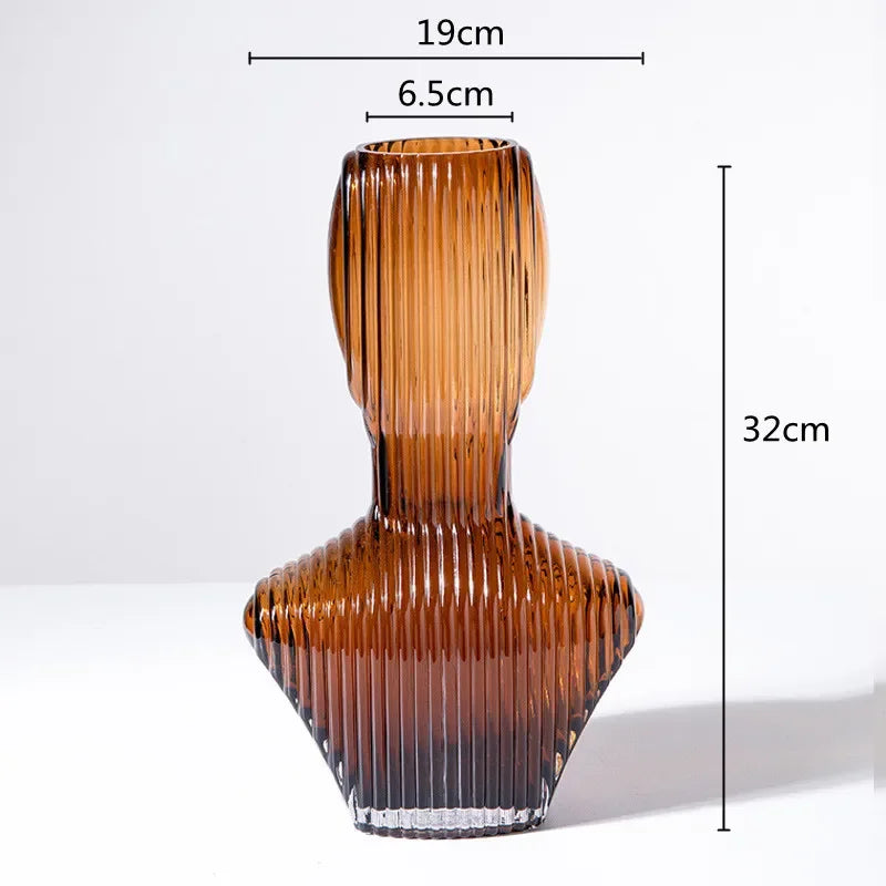 abstract glass sculpture with decorative stripes for interior decoration - vue 13 sur 15