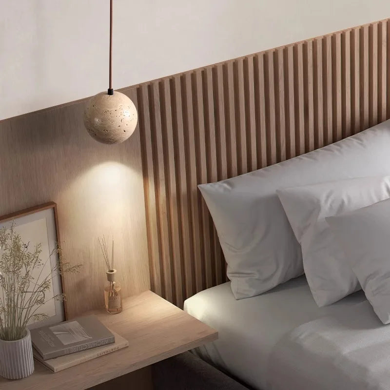 Modern cave stone LED pendant light for interiors - vue 3 sur 7