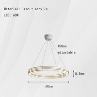 Art deco style chandelier with ring, adjustable cable pendant light