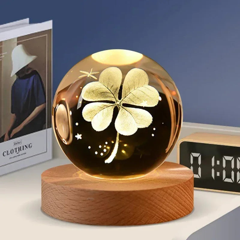 3D crystal night light solar system wooden decorative gift - vue 15 sur 16
