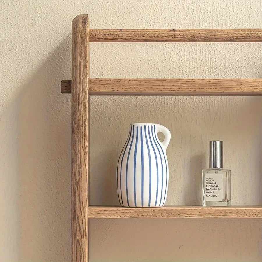 hand-painted striped ceramic vase for decoration and floral arrangement