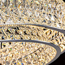 Modern clear crystal chandelier in stainless steel with dimmable light and adjustable cord
