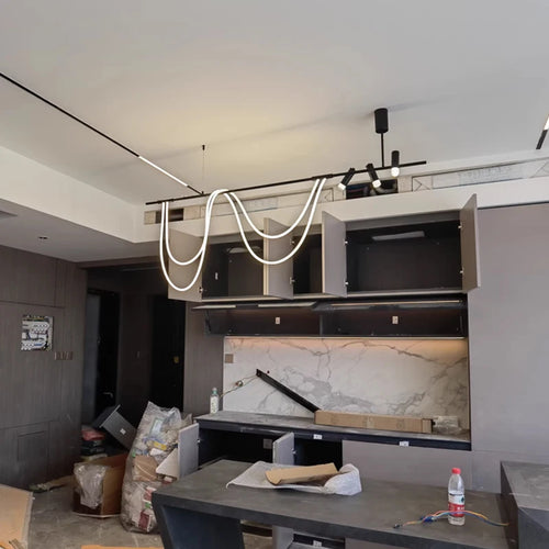 Modern long minimalist led pendant light for interiors - vue 6 sur 8