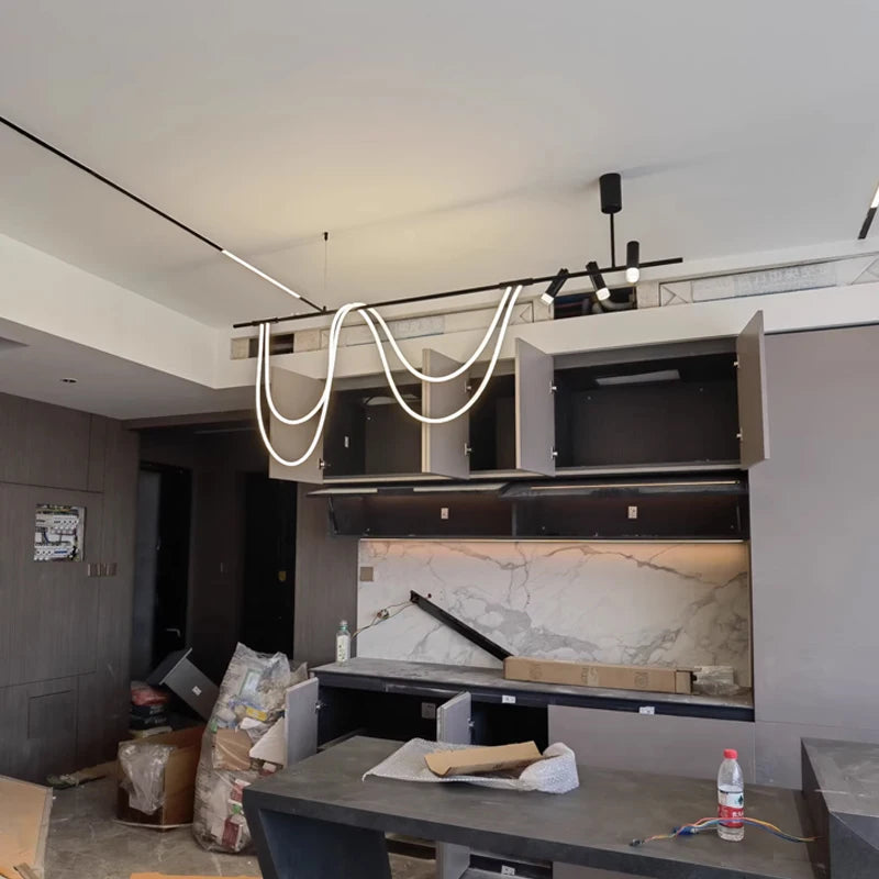 Modern long minimalist led pendant light for interiors - vue 5 sur 8