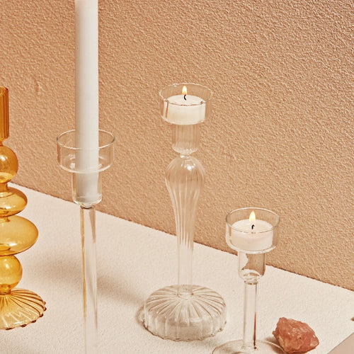 Clear glass candleholder modern nordic home decor - vue 9 sur 31
