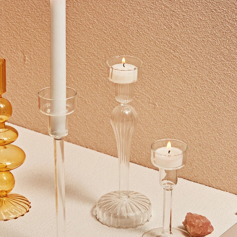 Clear glass candleholder modern nordic home decor - vue 8 sur 31