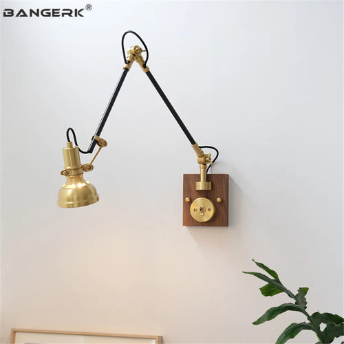 Nordic retro copper wall light with adjustable swing arm - vue 5 sur 9