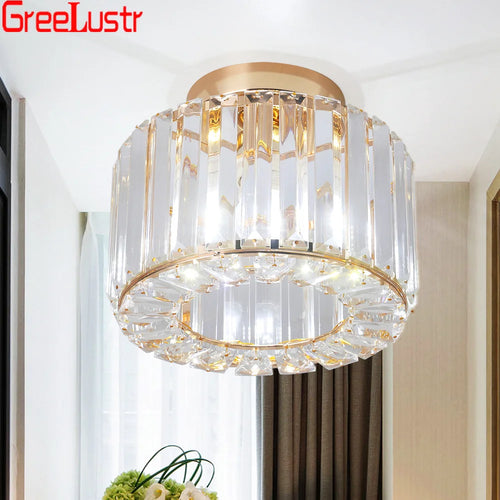 Modern crystal ceiling light with LED - vue 4 sur 12
