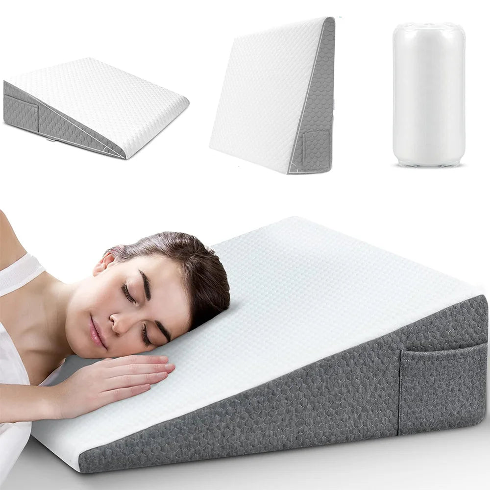 Bed Wedge Pillow for Sleeping, Soft Memory Foam Top, Triangle Pillow Wedge, Body Positioners for Leg Elevation, Snoring Relief - vue 1 sur 7