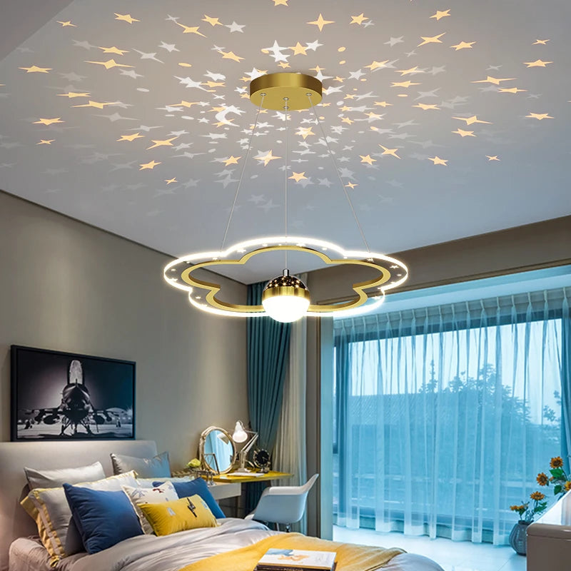 Creative luminous star chandelier for children's room - vue 3 sur 21