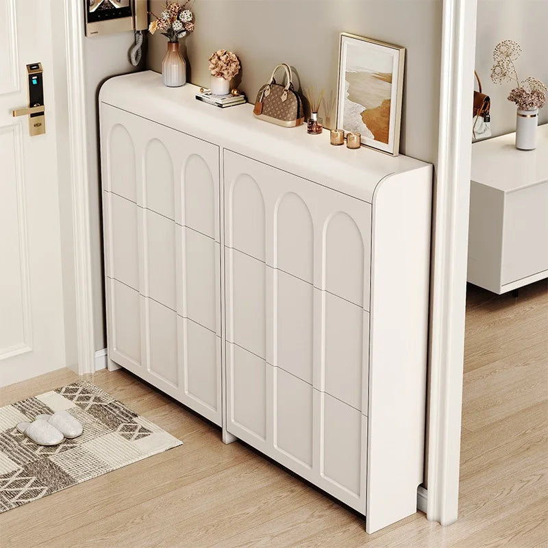 modern wooden shoe cabinet Nordic design space saving - vue 3 sur 20