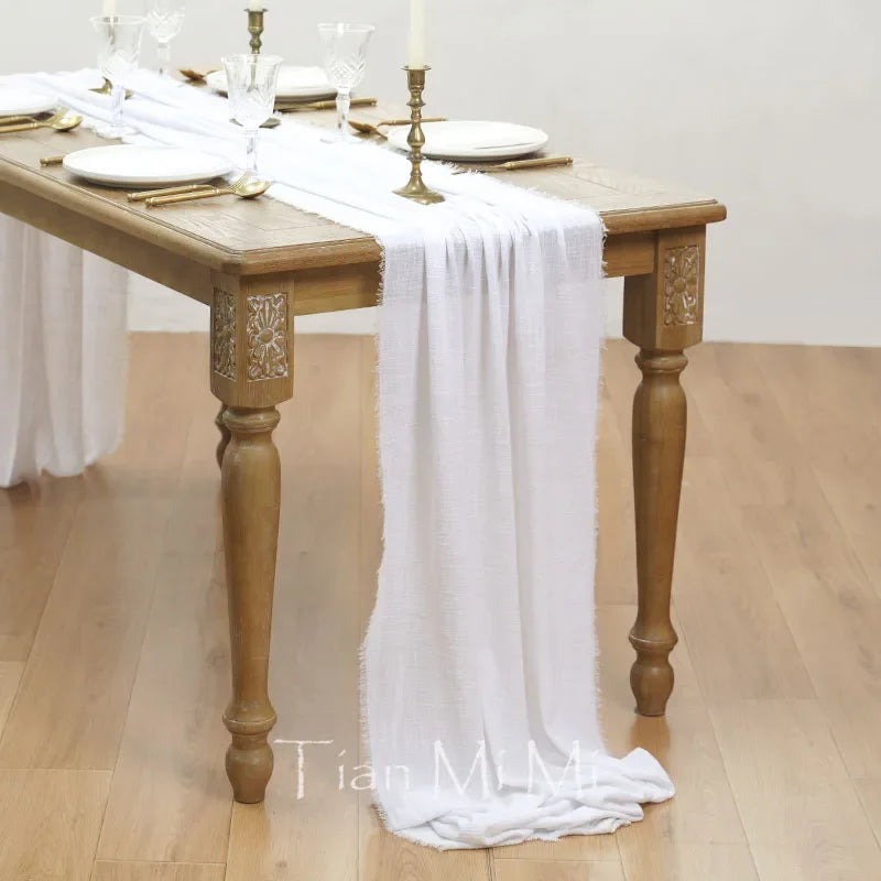 Vintage cotton gauze table runner for weddings and parties
