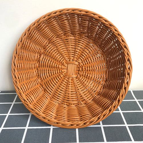 handwoven round rattan fruit basket for food storage - vue 11 sur 17