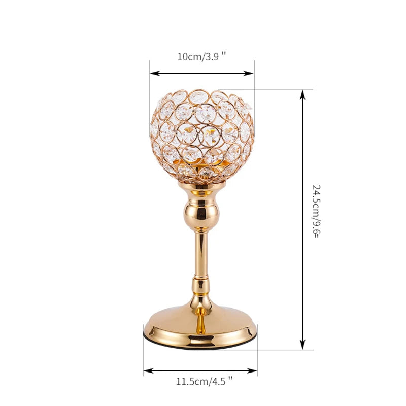Metal candle holders with crystal detail for festive decorations - vue 11 sur 12