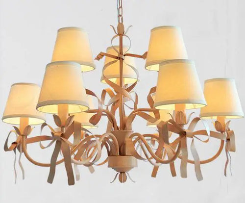 Pink ribbon chandelier for elegant children's bedroom - vue 10 sur 14